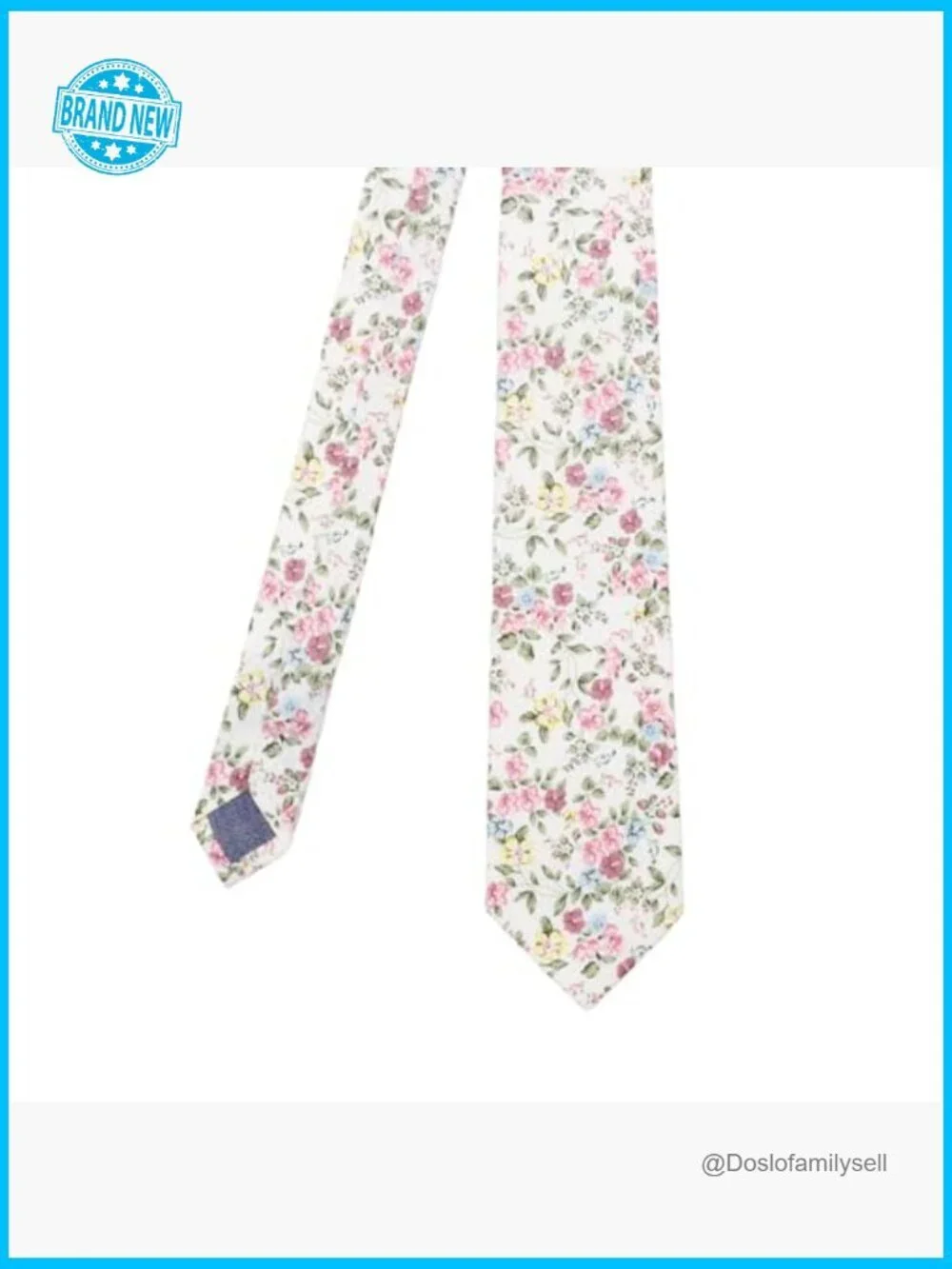 Skinny Floral Tie Cotton Linen Classic Elegant Wedding Party Formal